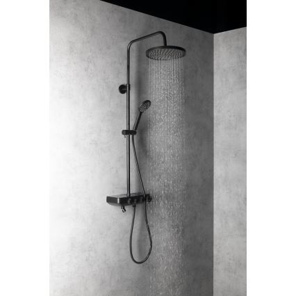 Aqualine - Conjunto de chuveiro com torneira e mini-torneira adicional FARRAO mate preto