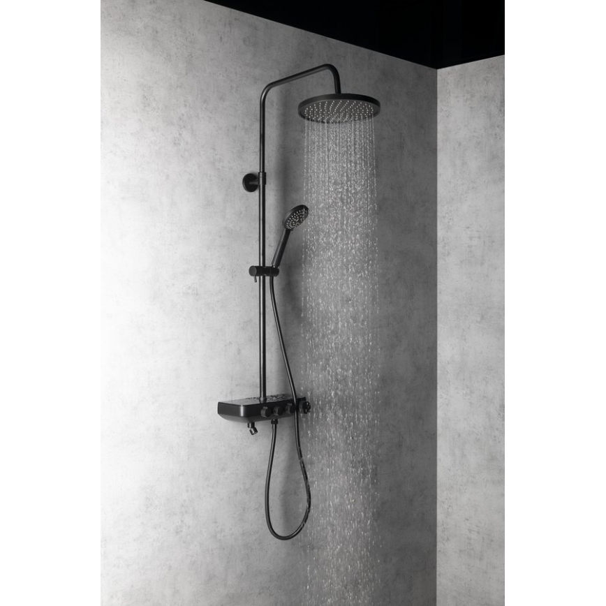 Aqualine - Conjunto de chuveiro com torneira e mini-torneira adicional FARRAO mate preto