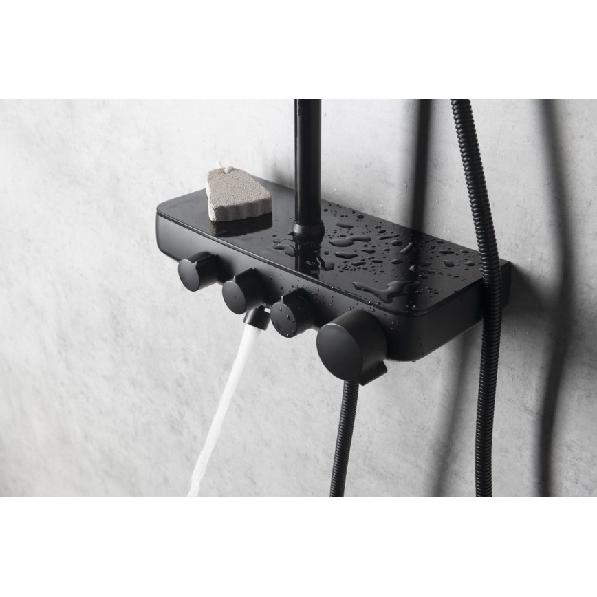 Aqualine - Conjunto de chuveiro com torneira e mini-torneira adicional FARRAO mate preto