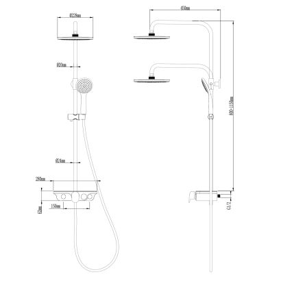 Aqualine - Conjunto de duche com misturador, cromado brilhante/branco