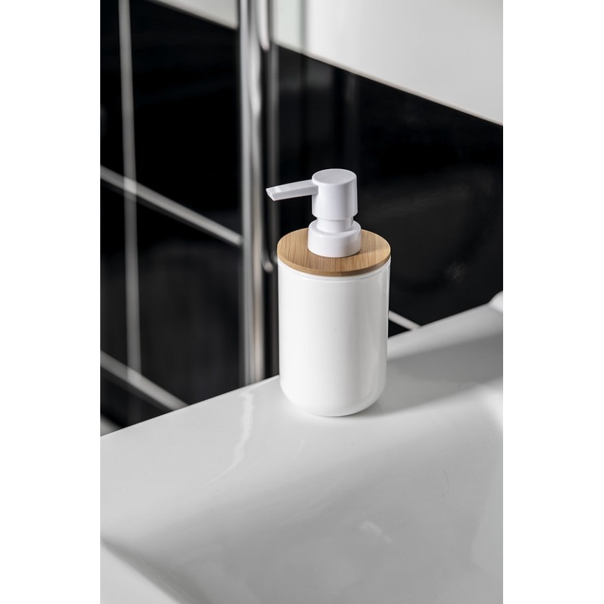 Aqualine - Dispensador de sabão SNOW 350 mm branco/bambu