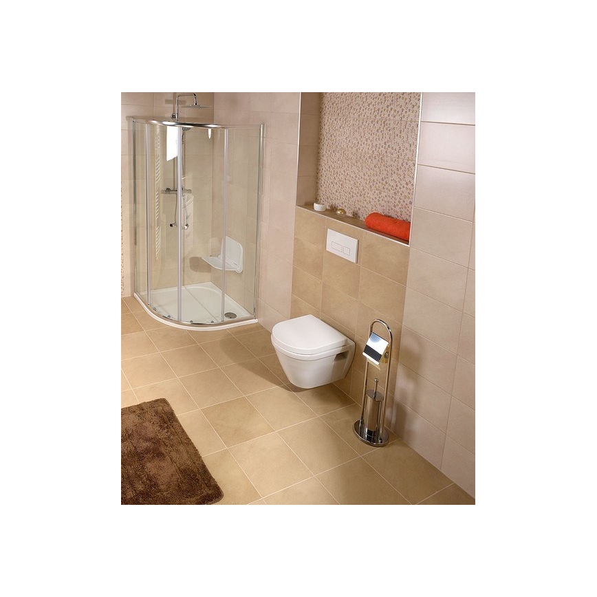 Aqualine - Escova de WC de pé com suporte para papel higiénico SAMBA 80x22 cm cromado brilhante