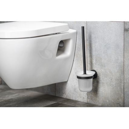 Aqualine - Escova de WC de parede SAMBA vidro fosco/preto mate