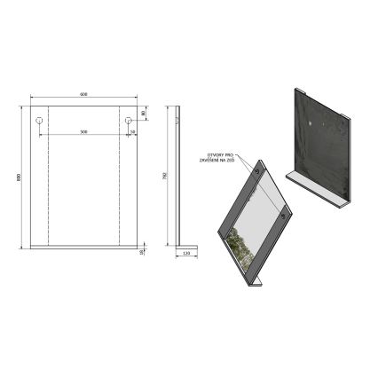 Aqualine - Espelho BETA 60x80 cm branco