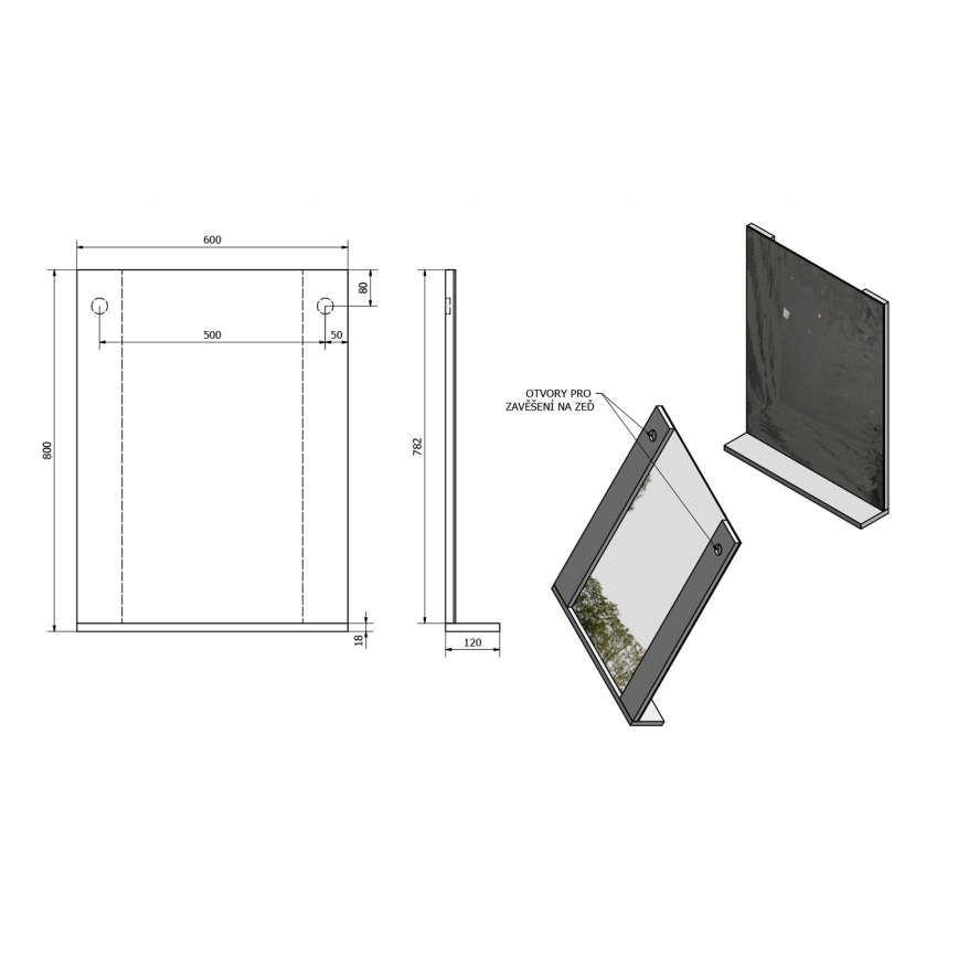 Aqualine - Espelho BETA 60x80 cm branco