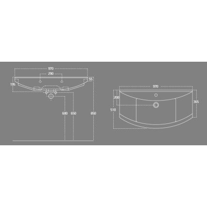 Aqualine - Lavatório de encastrar ZERO 97x51 cm cerâmica/branco