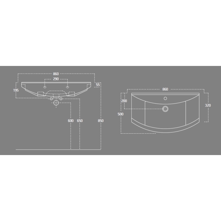Aqualine - Lavatório encastrado ZERO 86x50 cm cerâmica/branco