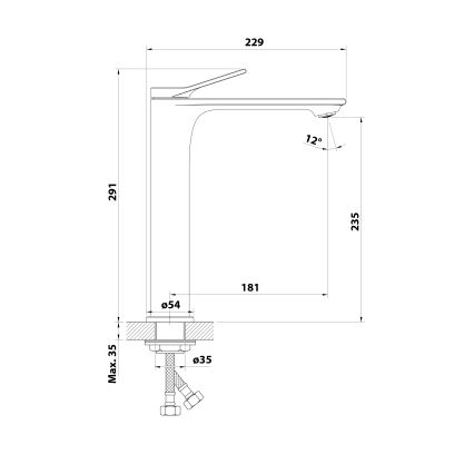 Aqualine - Misturador para lavatório BOLERO 29 cm cromo polido