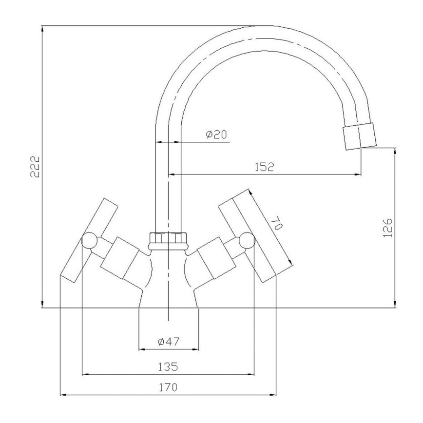 Aqualine - Misturador para lavatório XENIA 22,2 cm cromo brilhante