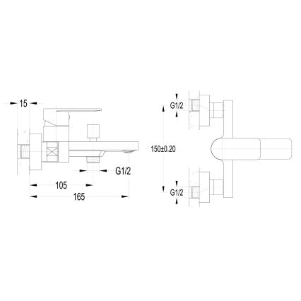 Aqualine - Misturadora de banheira DAPHNE, cromado brilhante