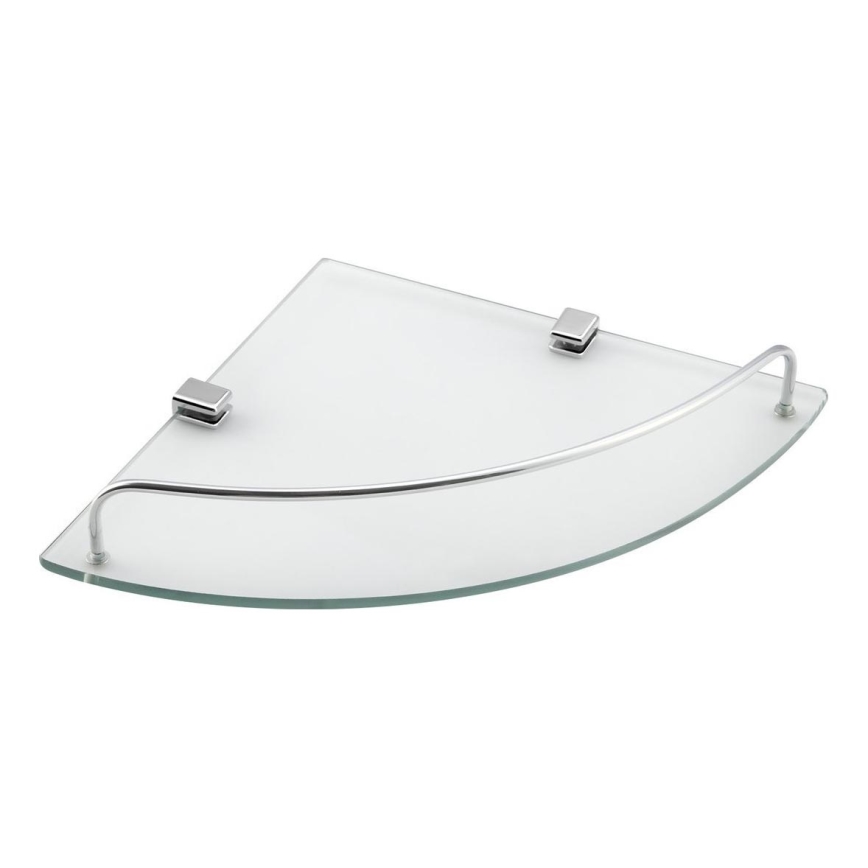 Aqualine - Prateleira de canto para chuveiro RUMBA transparente copo/cromado brilhante