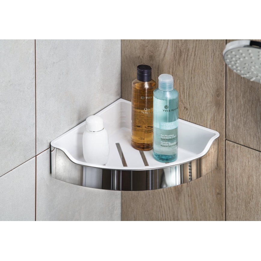 Aqualine - Prateleira de canto para chuveiro SAMBA 21,8x30 cm cromado brilhante