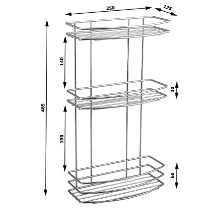 Aqualine - Prateleira de parede para chuveiro com três níveis CROMADO LINE cromado brilhante