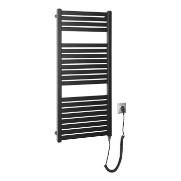 Aqualine - Radiador eléctrico para casa de banho TONDI-E 300W 97x45 cm preto mate