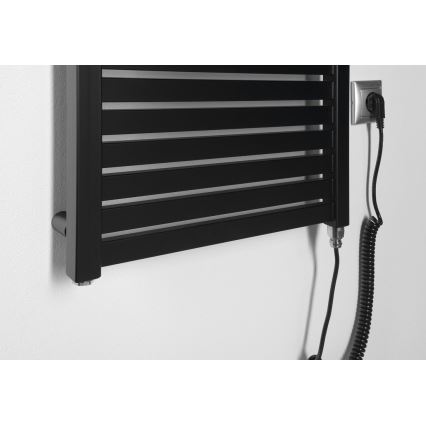 Aqualine - Radiador eléctrico para casa de banho TONDI-E 300W 97x45 cm preto mate