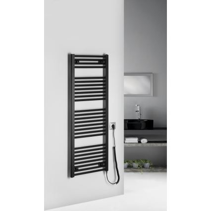 Aqualine - Radiador elétrico de casa de banho DIRECT-E 400W 132x45 cm preto mate
