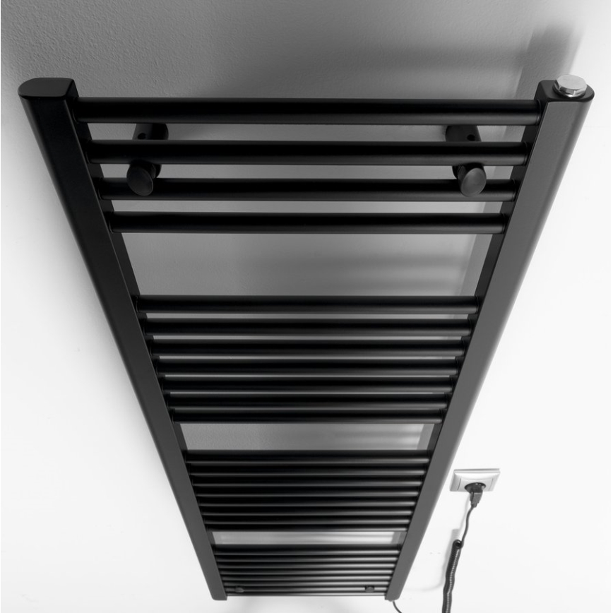 Aqualine - Radiador elétrico de casa de banho DIRECT-E 400W 132x45 cm preto mate