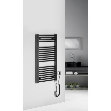 Aqualine - Radiador elétrico para casa de banho DIRECT-E 300W 96x45 cm preto fosco