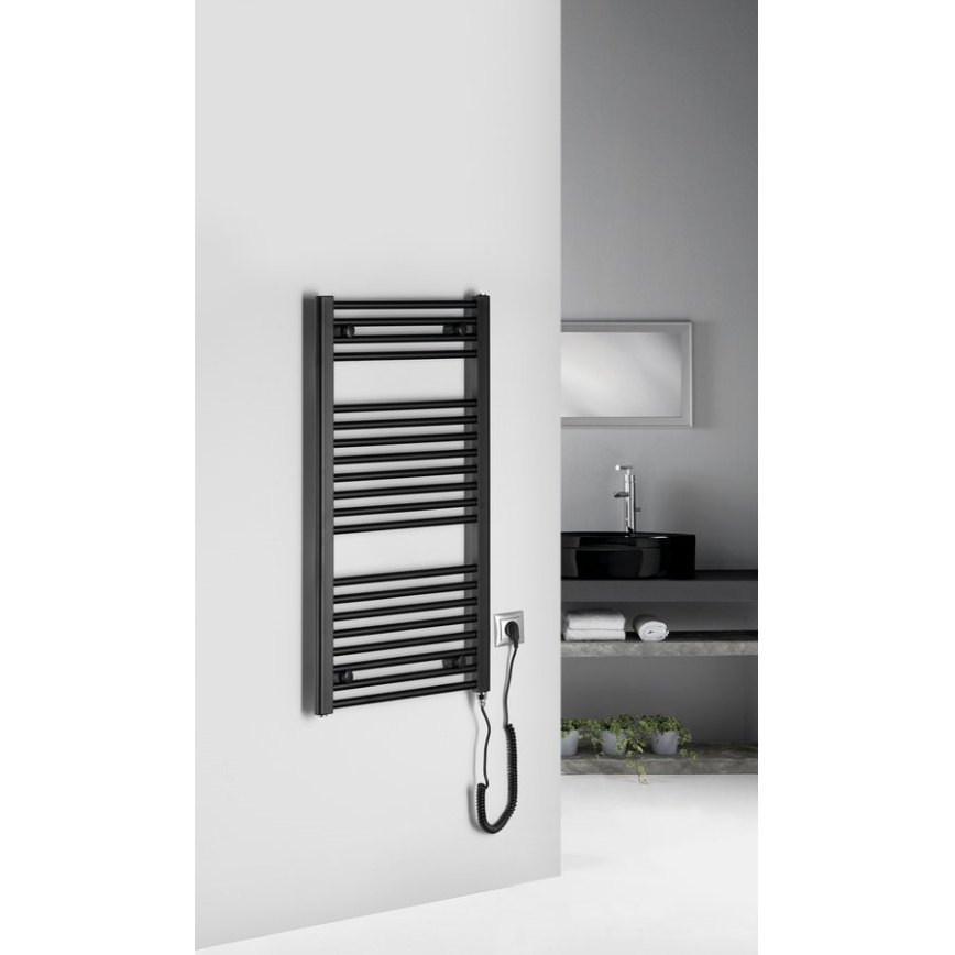 Aqualine - Radiador elétrico para casa de banho DIRECT-E 300W 96x45 cm preto fosco