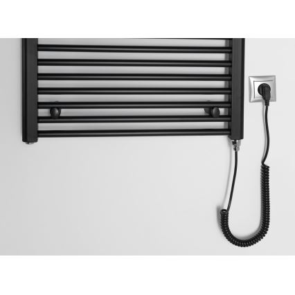 Aqualine - Radiador elétrico para casa de banho DIRECT-E 400W/230V 96 cm mate preto direito