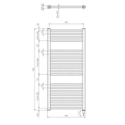 Aqualine - Radiador elétrico para casa de banho DIRECT-E 400W 96x60 cm preto mate
