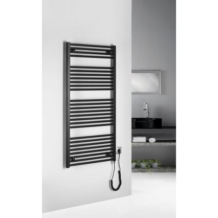 Aqualine - Radiador elétrico para casa de banho DIRECT-E 600W 132x60 cm preto mate