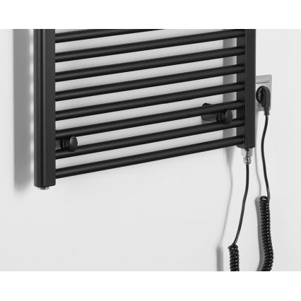 Aqualine - Radiador elétrico para casa de banho DIRECT-E 600W 132x60 cm preto mate