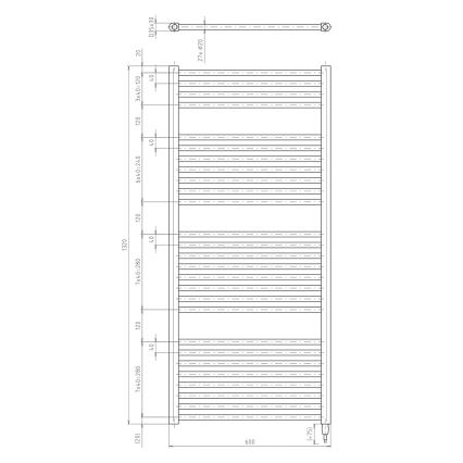 Aqualine - Radiador elétrico para casa de banho DIRECT-E 600W 132x60 cm preto mate
