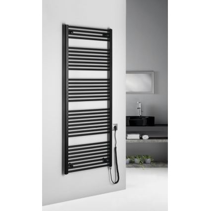 Aqualine - Radiador elétrico para casa de banho DIRECT-E 800W 168x60 cm preto mate