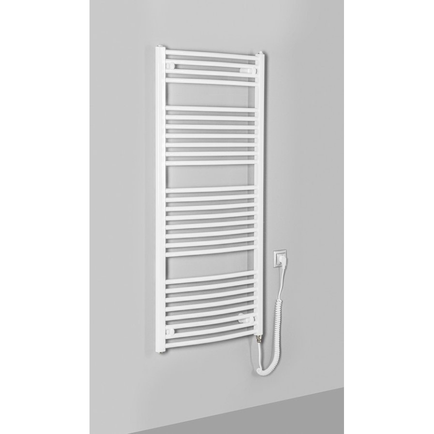 Aqualine - Radiador elétrico para casa de banho ORBIT-E 600W 132x60 cm branco, formato redondo