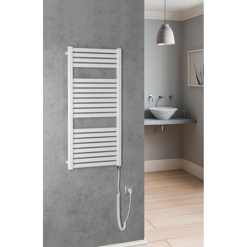 Aqualine - Radiador elétrico para casa de banho TONDI-E 300W/230V 97 cm branco direito