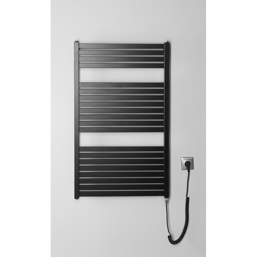 Aqualine - Radiador elétrico para casa de banho TONDI-E 400W/230V 97 cm mate preto direito