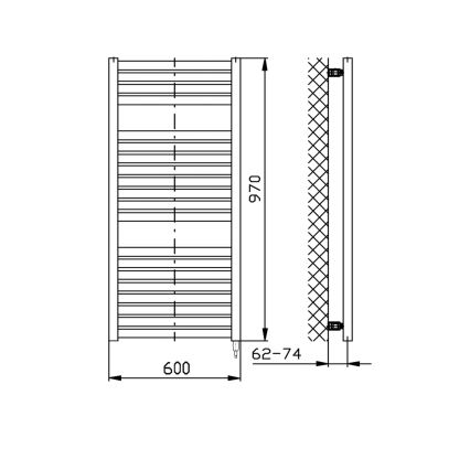 Aqualine - Radiador elétrico para casa de banho TONDI-E 400W 97x60 cm, branco
