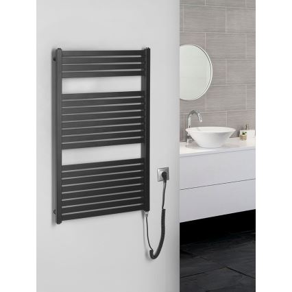 Aqualine - Radiador elétrico para casa de banho TONDI-E 400W 97x60 cm preto mate