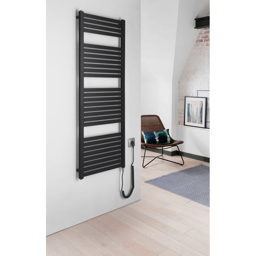 Aqualine - Radiador elétrico para casa de banho TONDI-E 500W/230V 133 cm mate preto direito