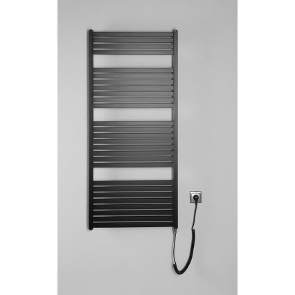 Aqualine - Radiador elétrico para casa de banho TONDI-E 600W 133x60 cm preto mate