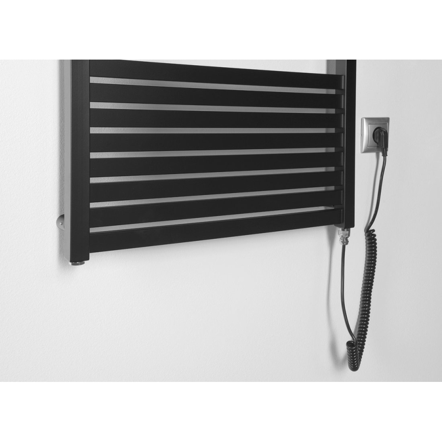 Aqualine - Radiador elétrico para casa de banho TONDI-E 600W 133x60 cm preto mate