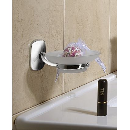 Aqualine - Saboneteira de parede RUMBA leitoso copo/cromado brilhante