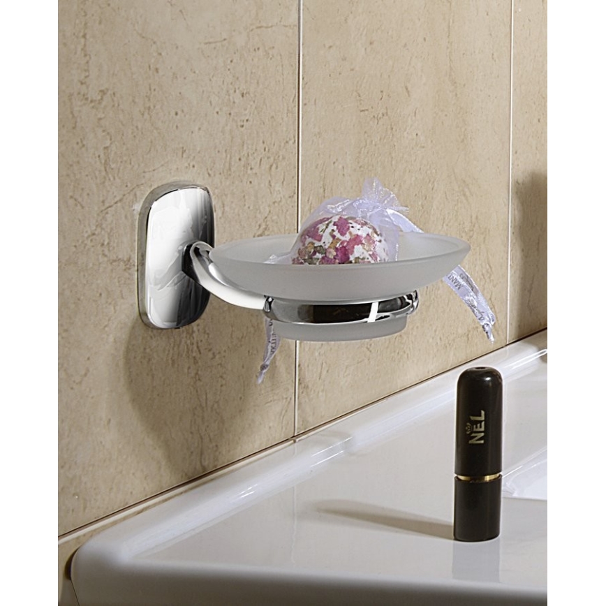 Aqualine - Saboneteira de parede RUMBA leitoso copo/cromado brilhante