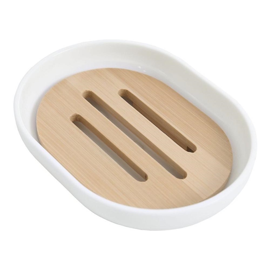 Aqualine - Saboneteira SNOW branco/bambu