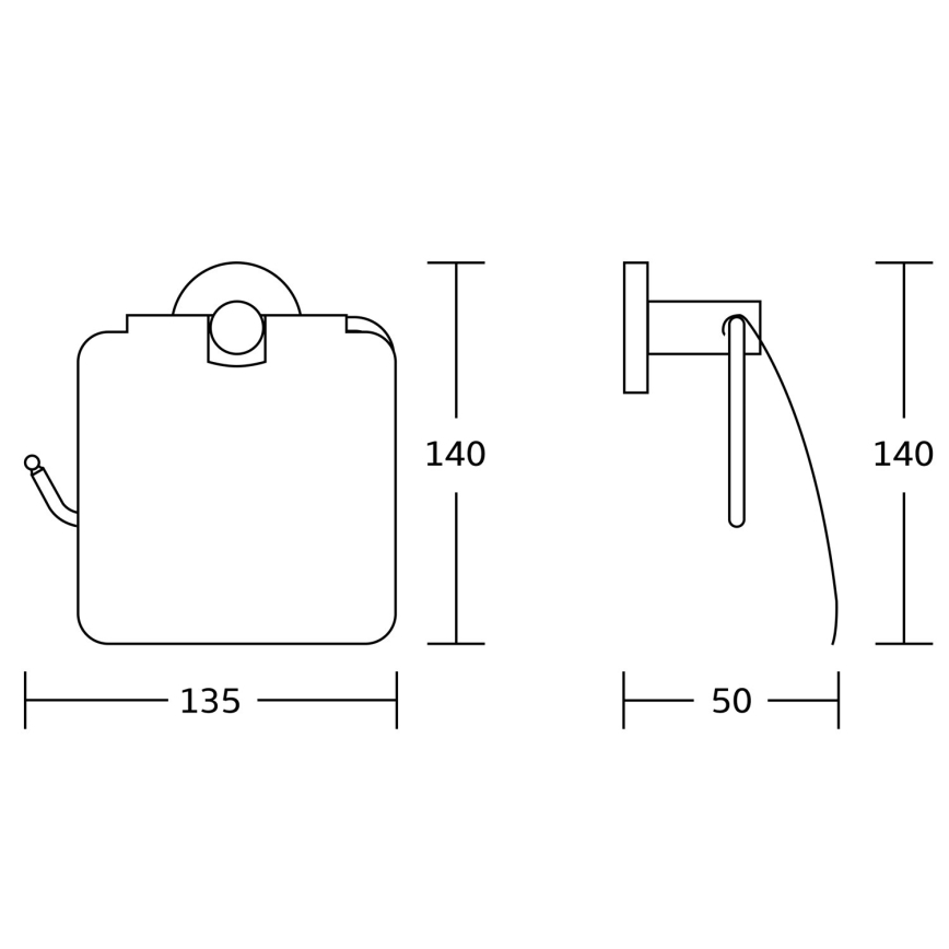 Aqualine - Suporte de papel higiénico com capa SAMBA cromado brilhante