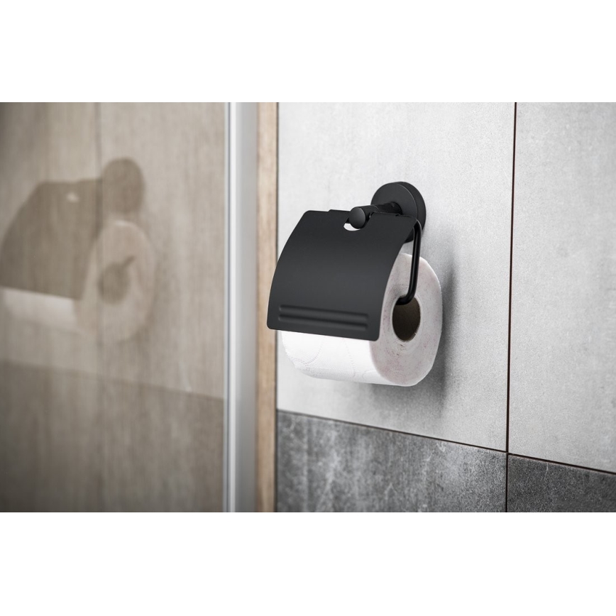 Aqualine - Suporte de papel higiénico com capa SAMBA preto