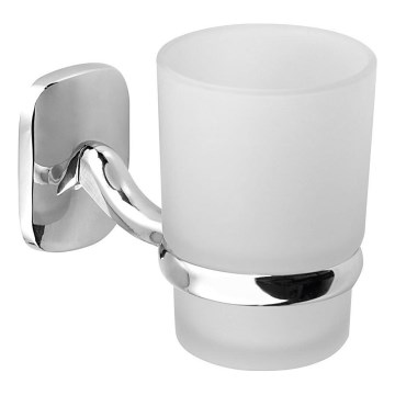 Aqualine - Suporte de parede para escova de dentes RUMBA leitoso copo/cromado brilhante