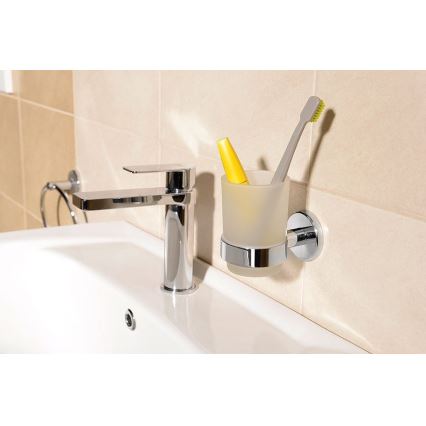 Aqualine - Suporte de parede para escova de dentes SAMBA leitoso copo/cromado brilhante