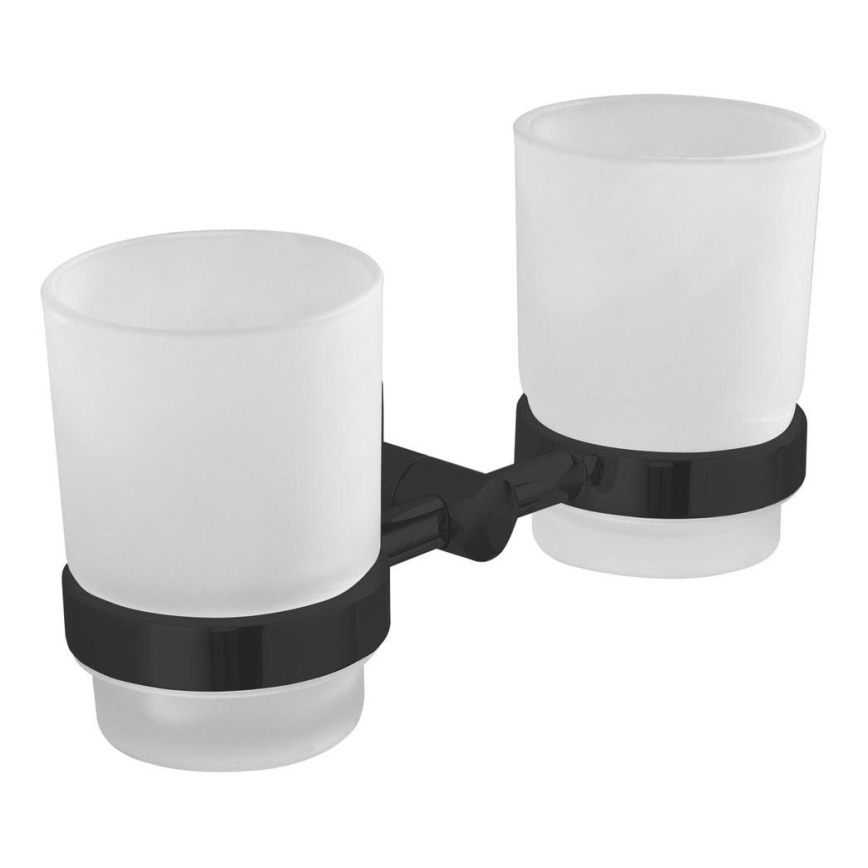 Aqualine - Suporte de parede para escova de dentes SAMBA leitoso copo/mate preto