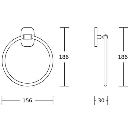 Aqualine - Suporte de parede para toalha RUMBA diâmetro 15,6 cm cromado brilhante