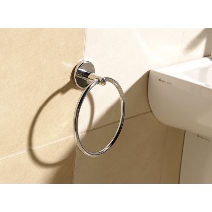 Aqualine - Suporte de parede para toalha SAMBA diâmetro 15,5 cm cromado brilhante