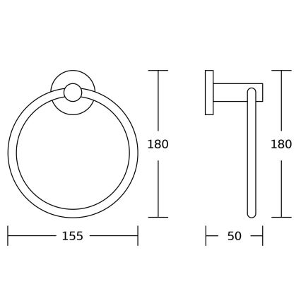 Aqualine - Suporte de parede para toalha SAMBA diâmetro 15,5 cm cromado brilhante