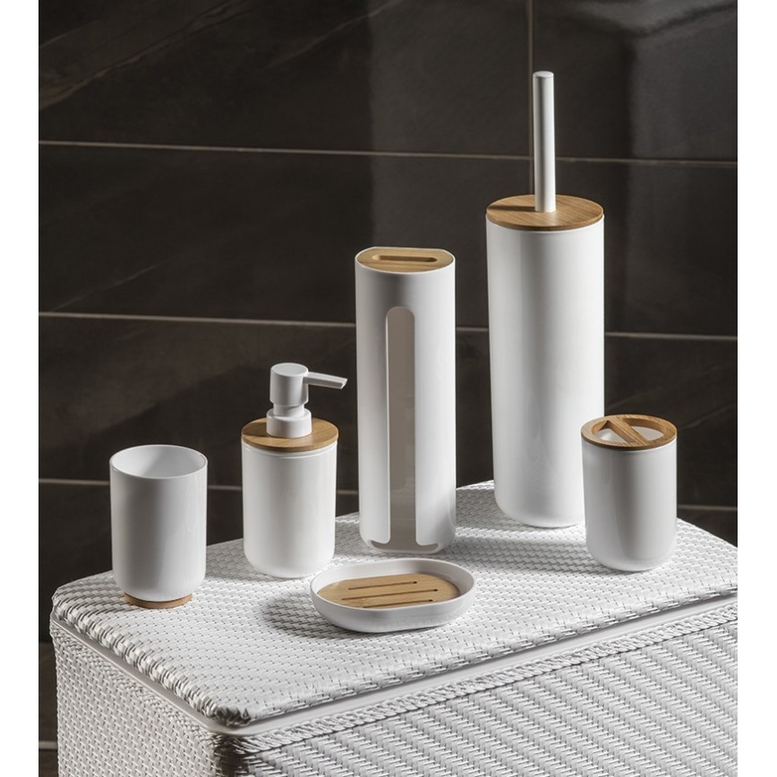 Aqualine - Suporte para escova de dentes SNOW branco/bambu