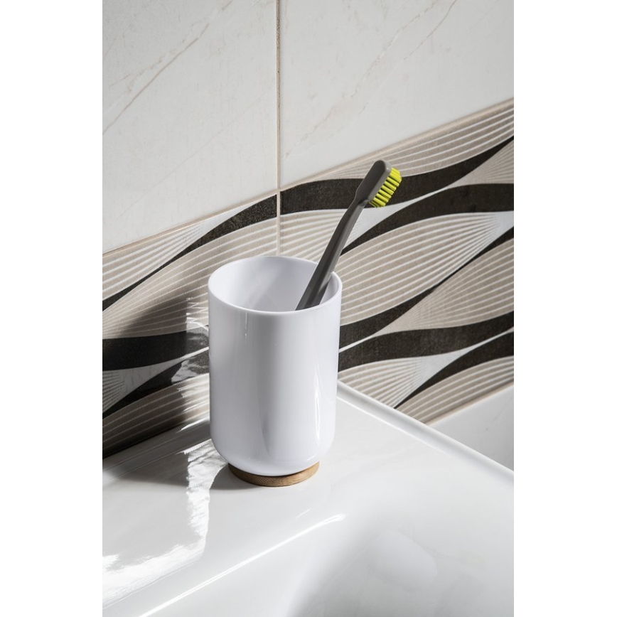 Aqualine - Suporte para escova de dentes SNOW branco/bambu